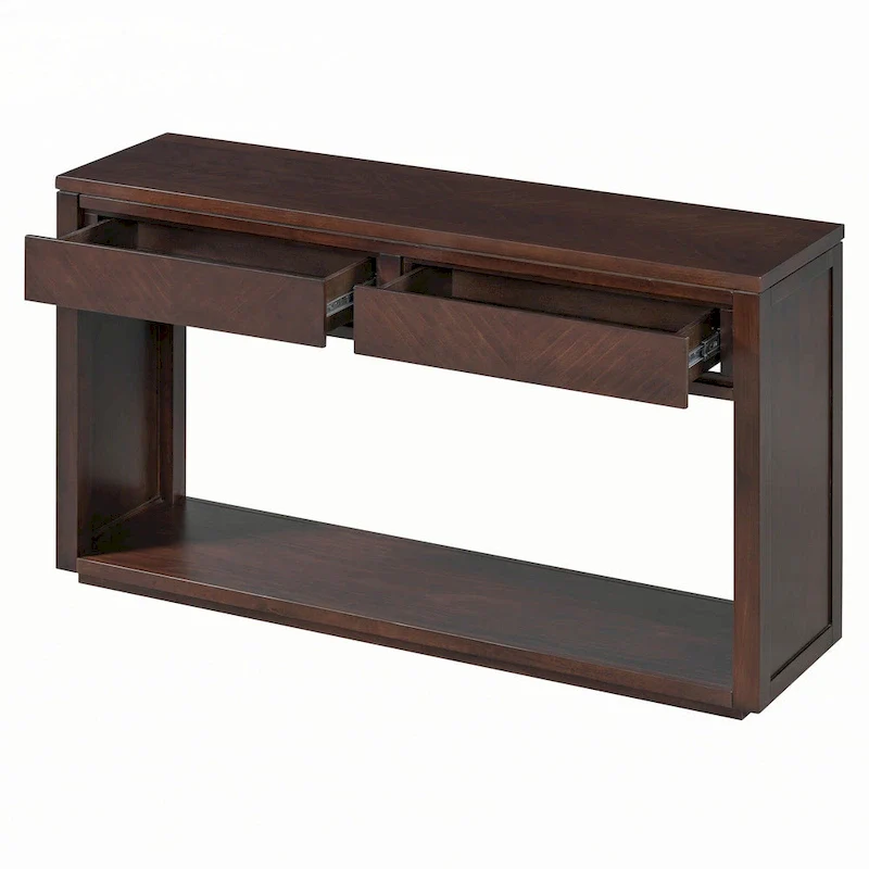55 Rustic Wooden Entryway Console Table(Espresso)