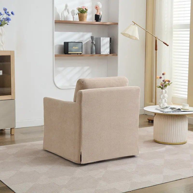 29.92 Chenille Swivel Accent Chair with Removable Cushion