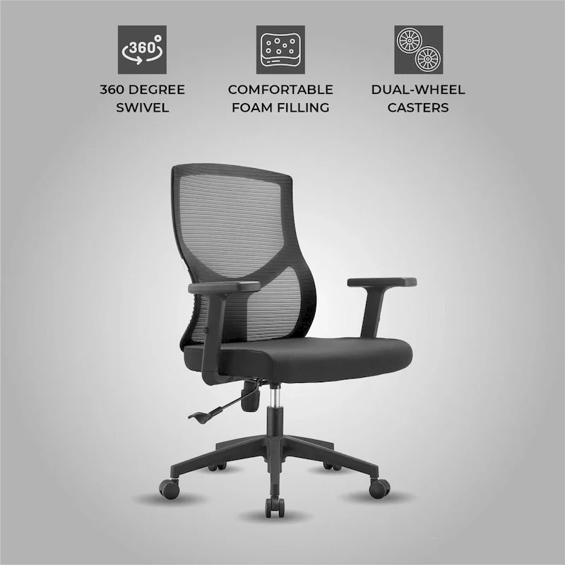 Glen Mid-Back Office Chair with Adjustable Height, Swivel and Tilt by LeisureMod