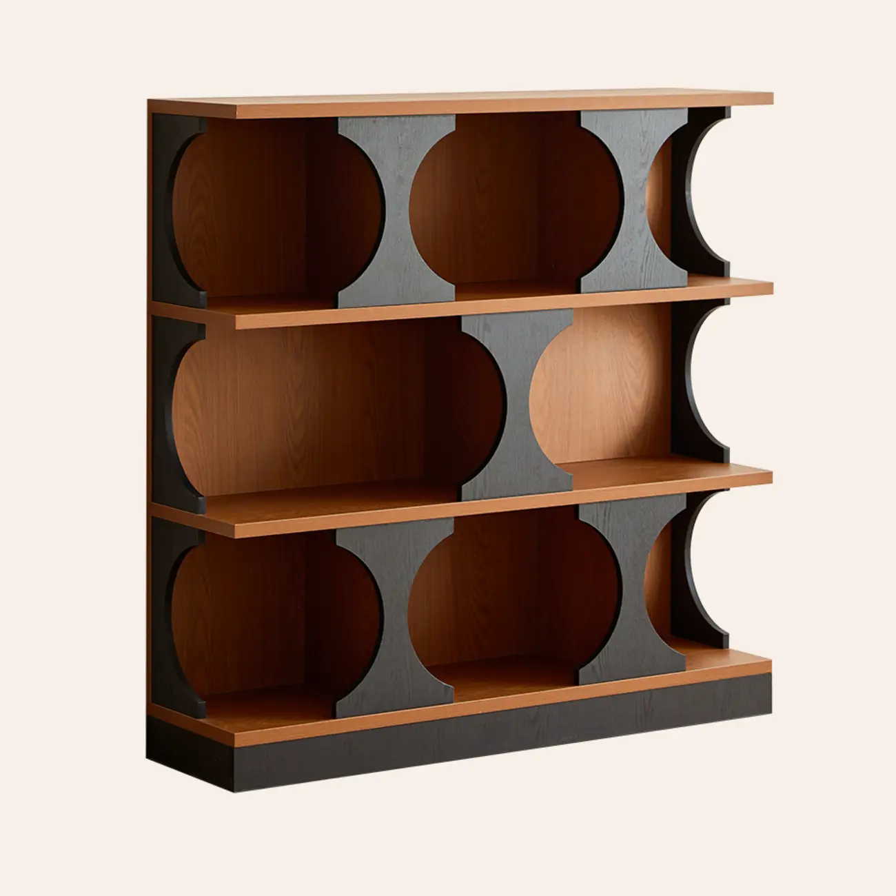 3-Tiers Geometric Modern Rectangular Wood Bookcase Black