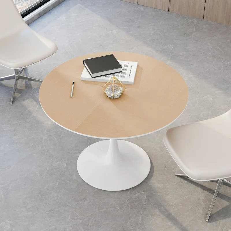 Modern Dining Table with Round Table Top & Metal Base