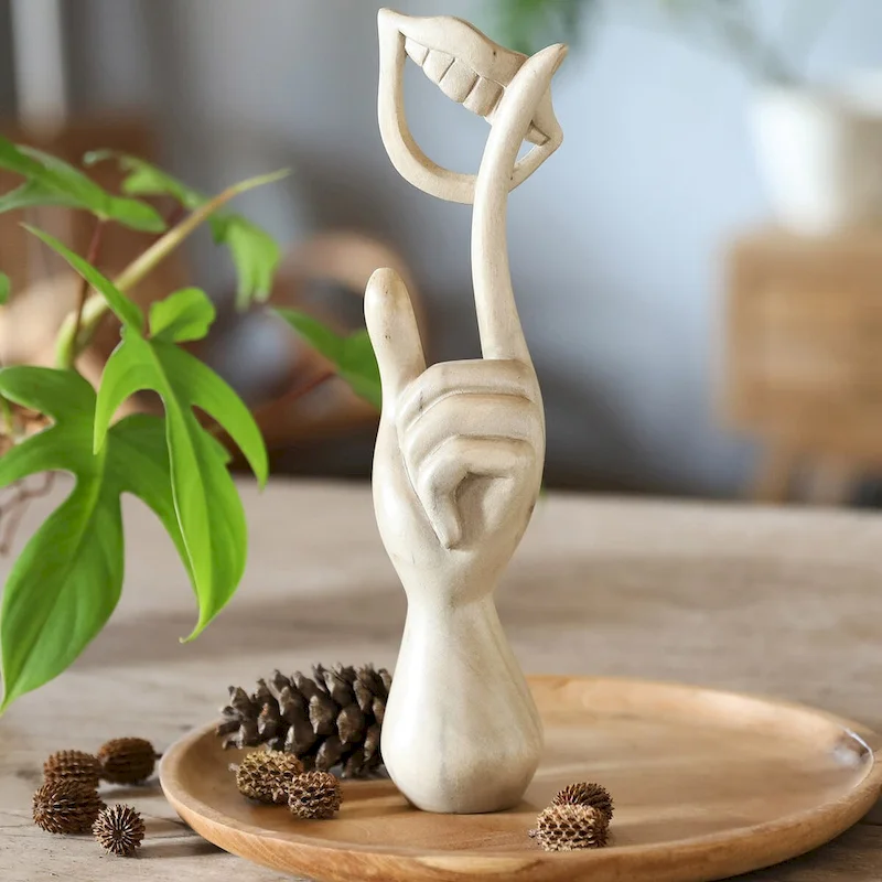 Novica Handmade Laughing Wood Sculpture
