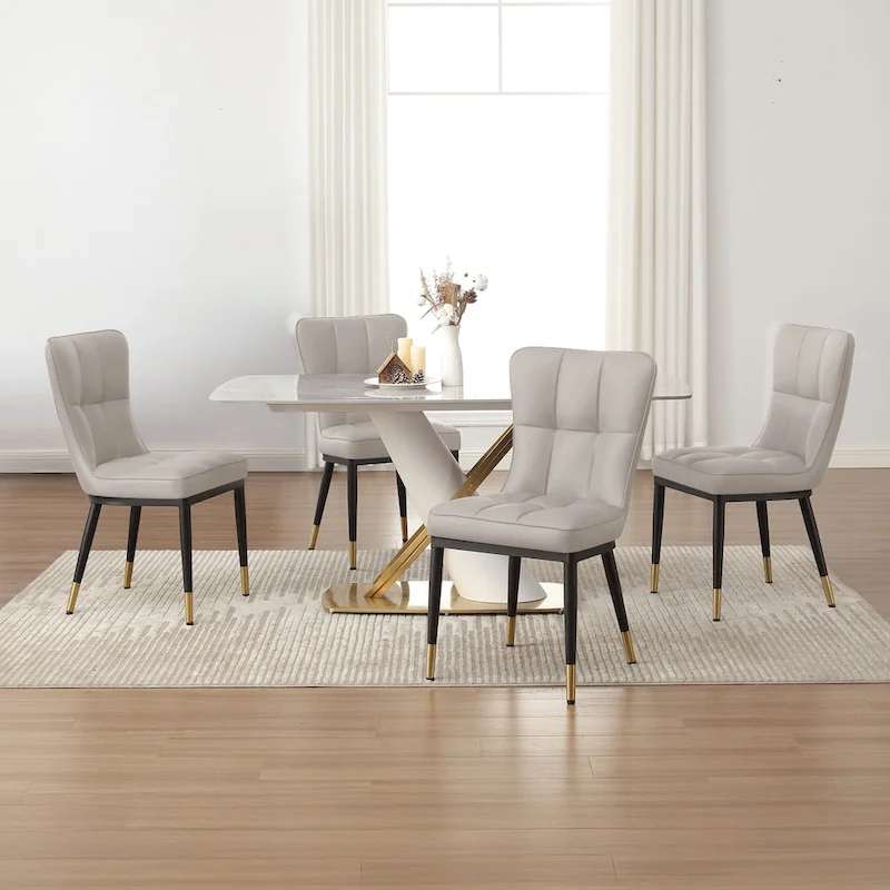 Upholstered Dining Chairs Set of 2 with Metal Legs