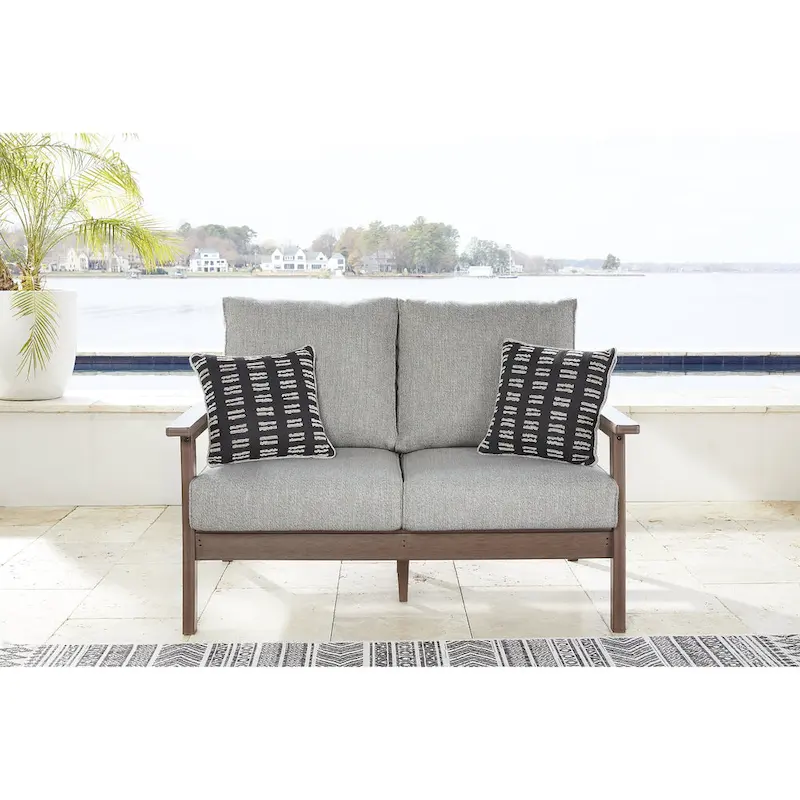 Signature Design by Ashley Emmeline Outdoor Poly All Weather Loveseat with Cushion - 56 W x 34 D x 34 H