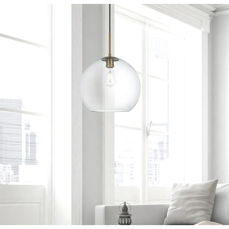 Elegant Lighting Baxter Single Light 14  Wide Pendant with Clear Glass