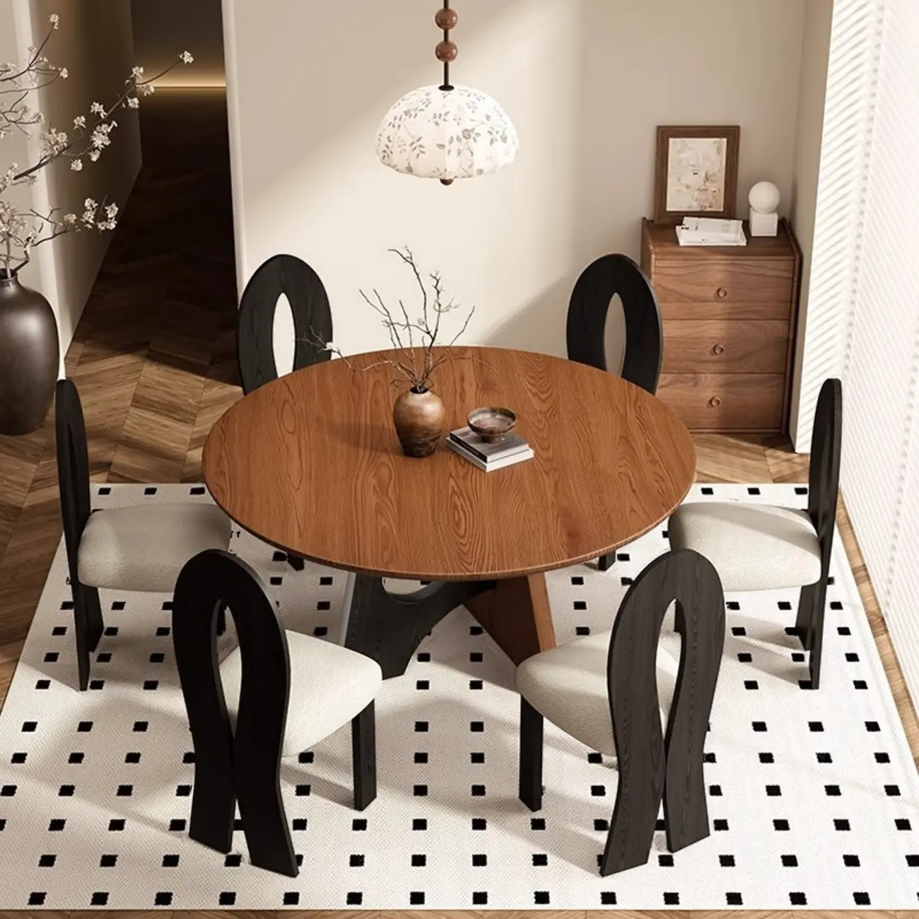 Modern Round Wood Pedestal Dining Table