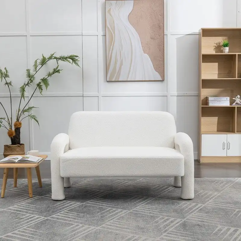 SEYNAR Mid-Century Modern Boucle 51 Solid Wood Curved Sofa