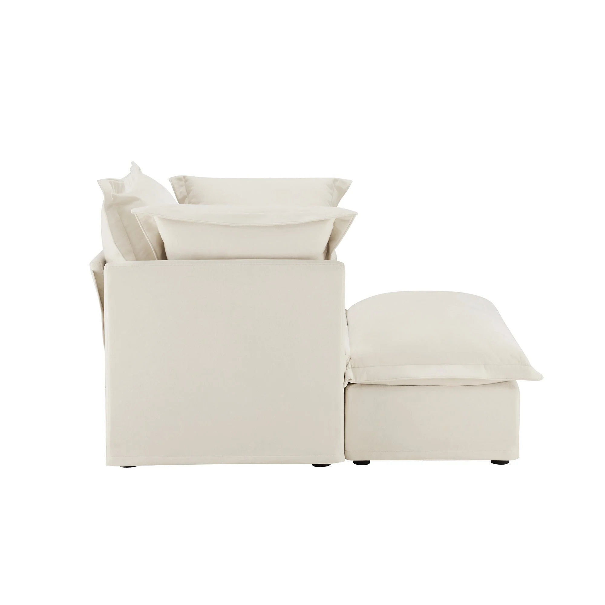 Walker Edison | Removable Slipcovered Accent Chair with Ottoman