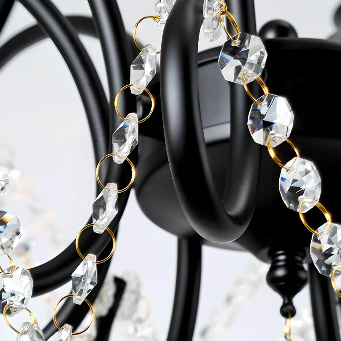 Elegant Gold Curved Crystal Candelabra Chandelier