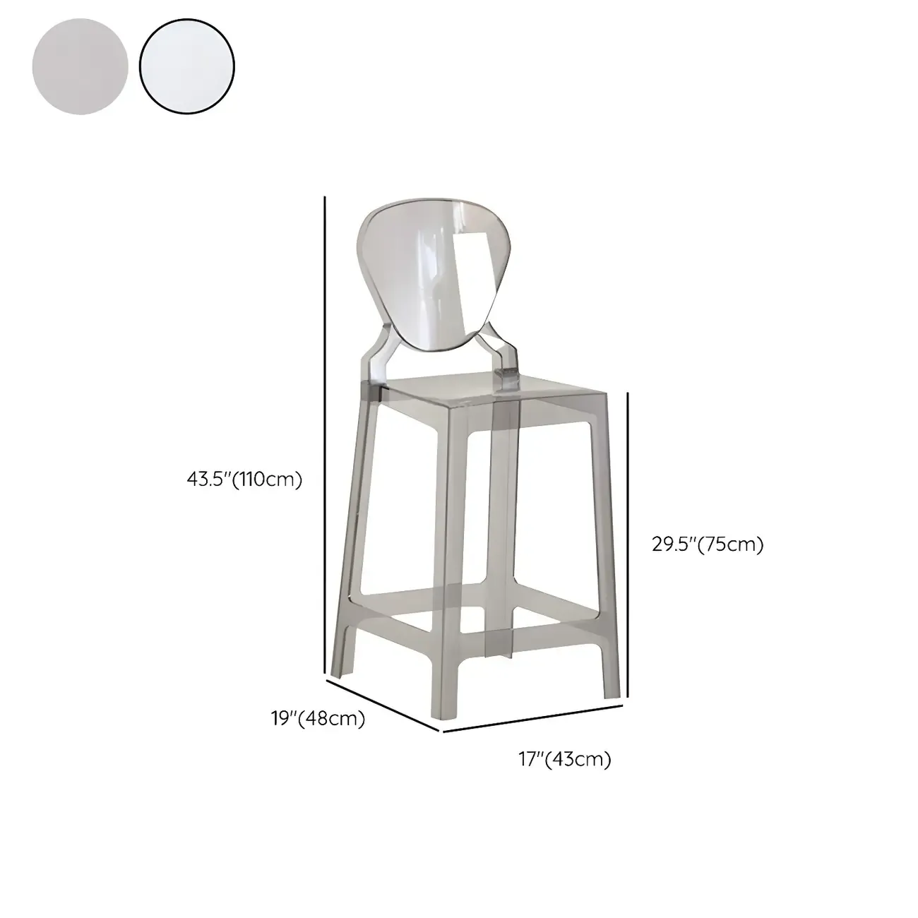 Modern Acrylic Smooth Elegant Circular Backrest Bar Stool