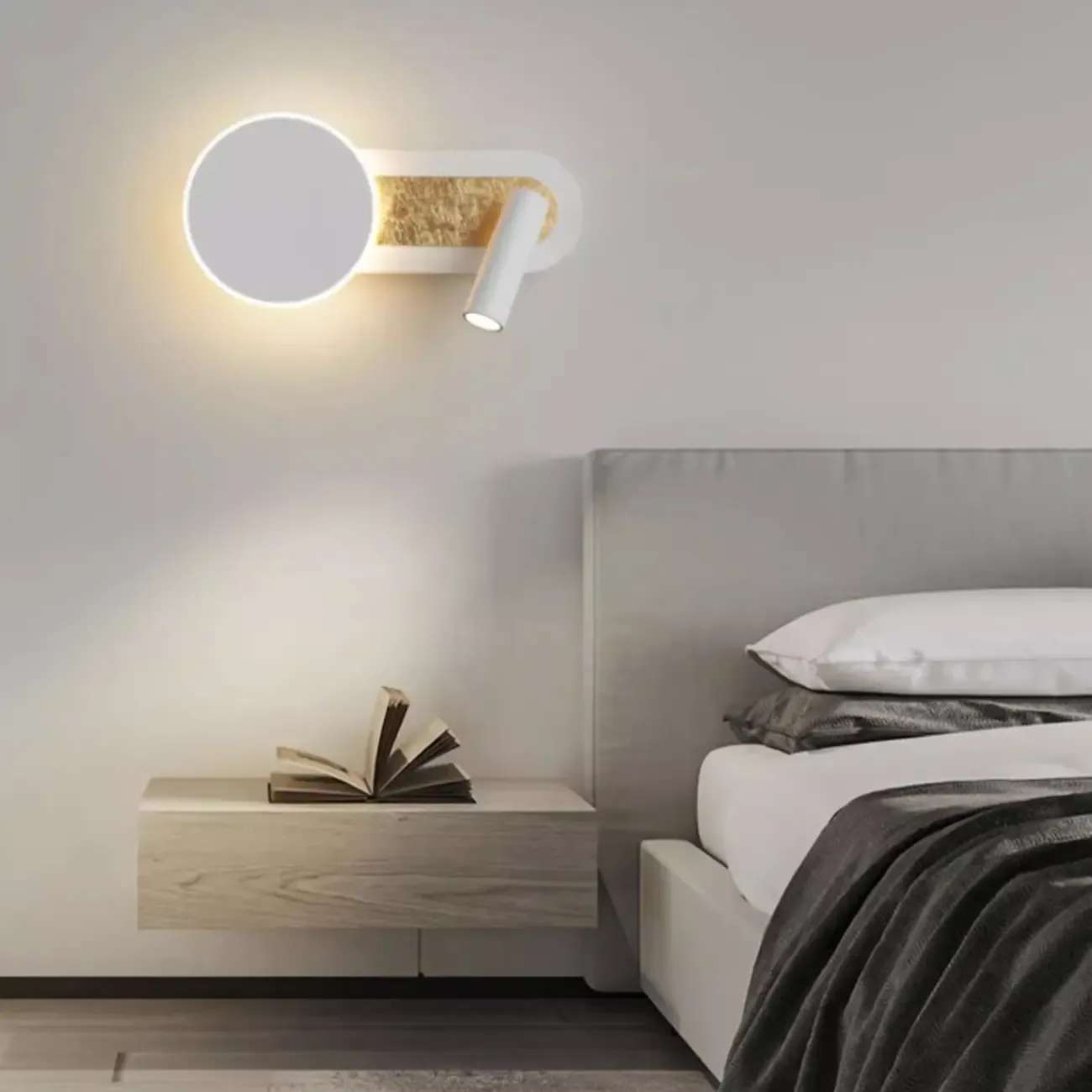 Mini Geometric 2-Light Black-Gold Wall Sconce in Rotatable