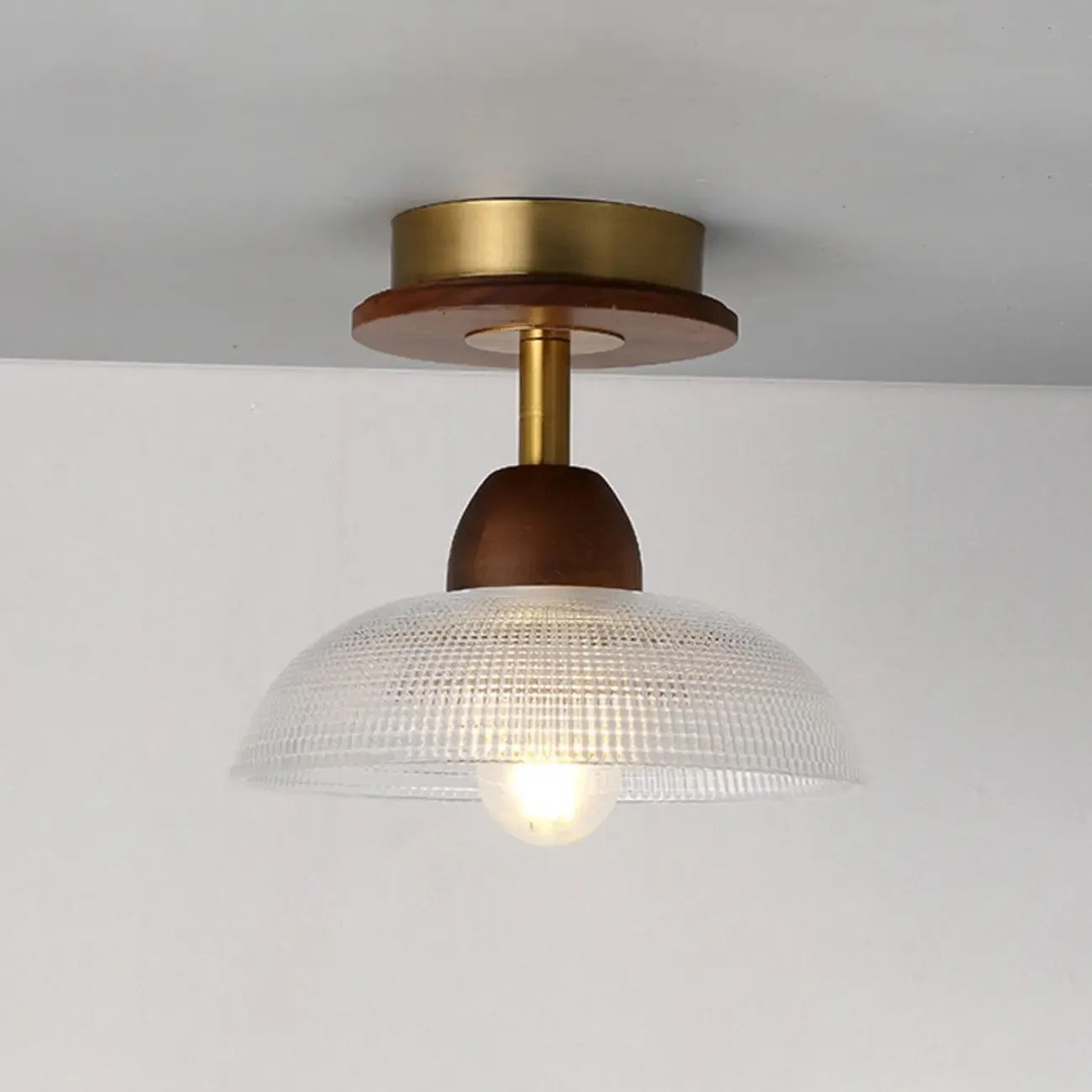Caramel Gradient Glass Dome Semi Flush Ceiling Light