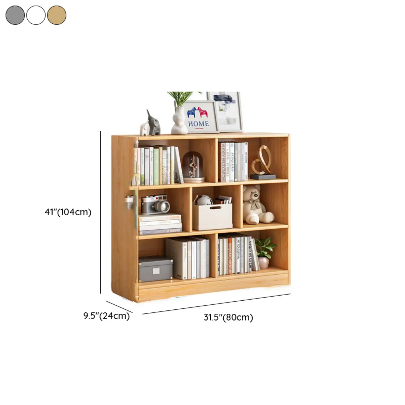 Simple Natural Finish Modular Vertical Wood Bookcase