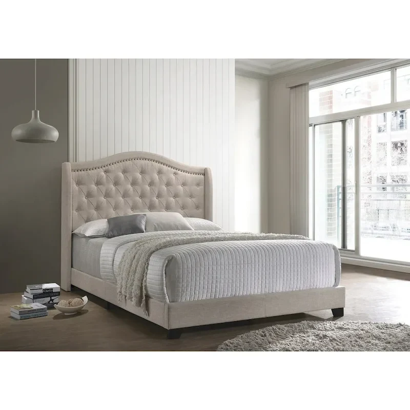 Maassluis Camelback Demi-wing Tufted Upholstered Bed