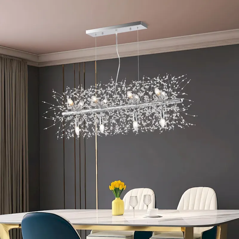 Opulent Crystal Cascade 12-Light Linear Pendant