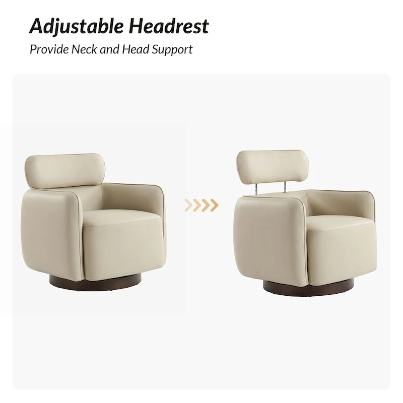 Raphael Modern Swivel Genuine Leather Barrel Chair