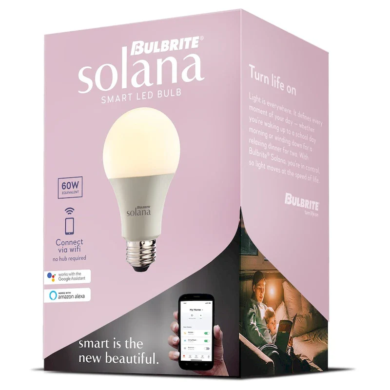 Bulbrite Solana 60 Watt Equivalent A19 Tunable White Smart WiFi Connected LED Light Bulb, Frost