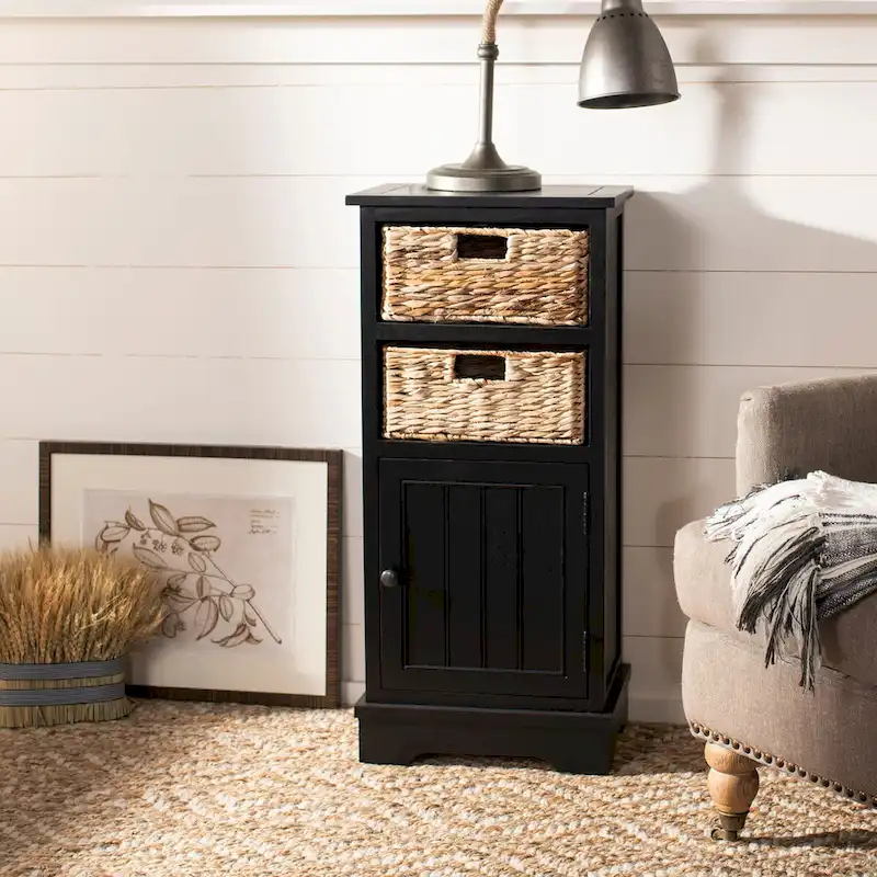 SAFAVIEH Golda Distressed Black Storage Cabinet - 15.9   x 11.8   x 35   - 16Wx12Dx35H