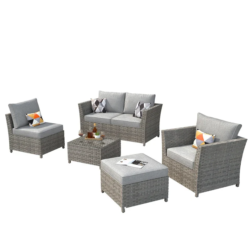 XIZZI 6-piece Patio Wicker Furniture Set with Coffee Table