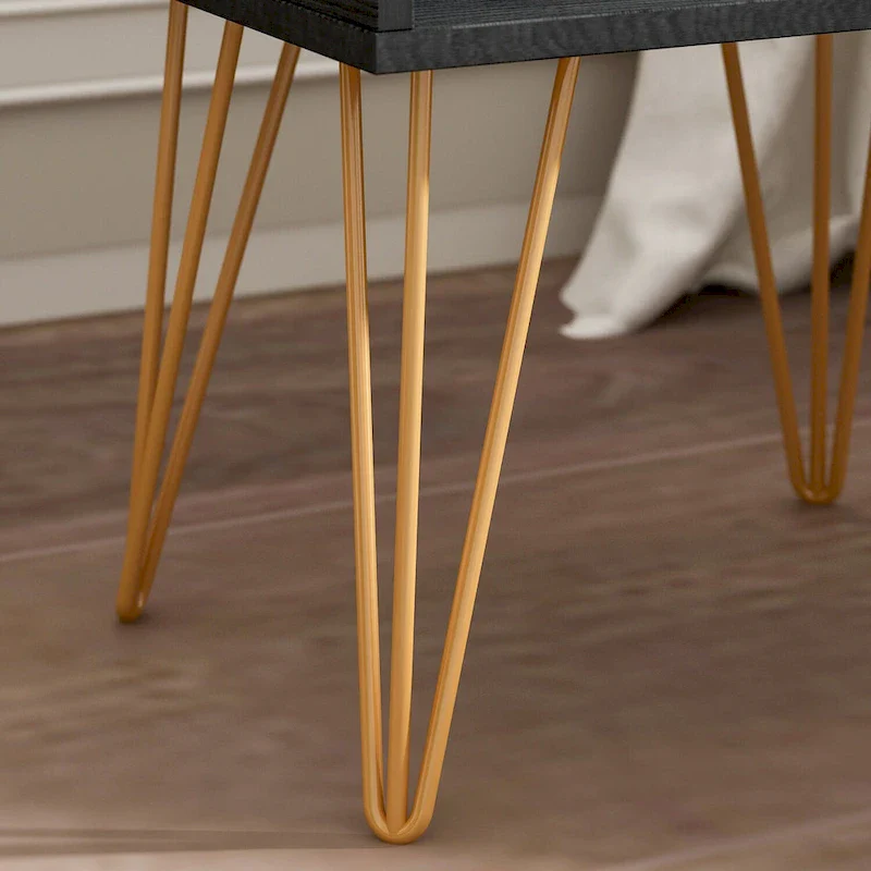 Timechee 23.6 Tall 1 - Drawer Wood Nightstand Metal Legs(1 Piece)