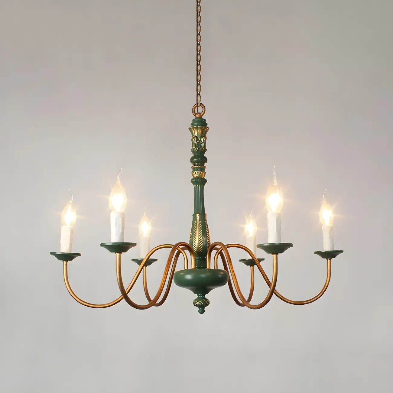 Traditional Adjustable 6-light Empire Wood Candelabra Chandelier