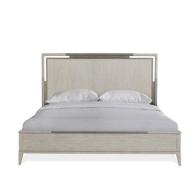 Roundhill Furniture Mantalia Solid Wood Panel Bed with Metal Frame, Champagne