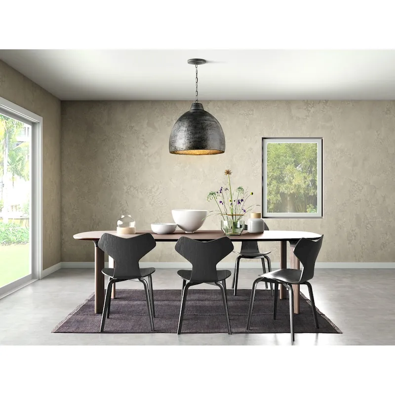 Currey & Company Earthshine Large Steel Pendant - 21.5 h x 22 dia