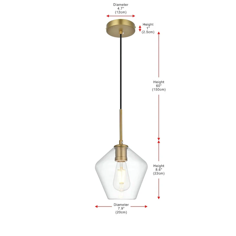 Elegant Lighting Gene Single Light 8  Wide Mini Pendant with Clear