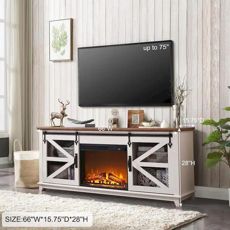 Farmhouse Fireplace TV Stand, Entertainment Center, TV Console