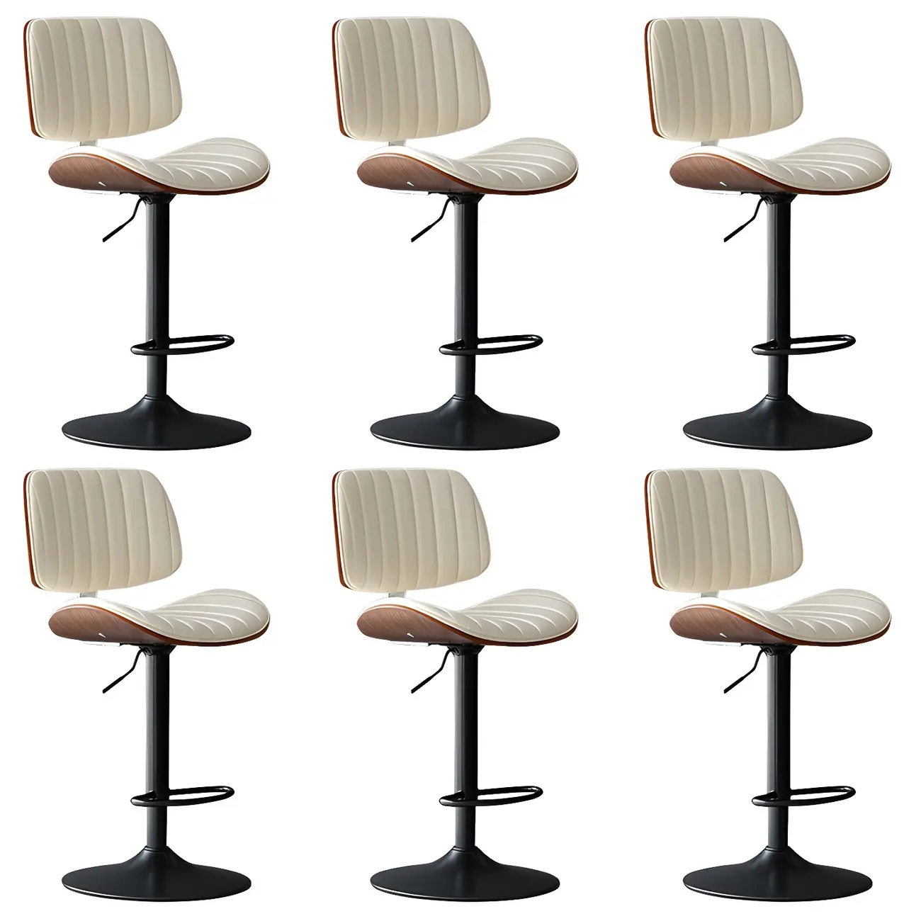 Modern Faux Leather Adjustable Swivel Bar Stools