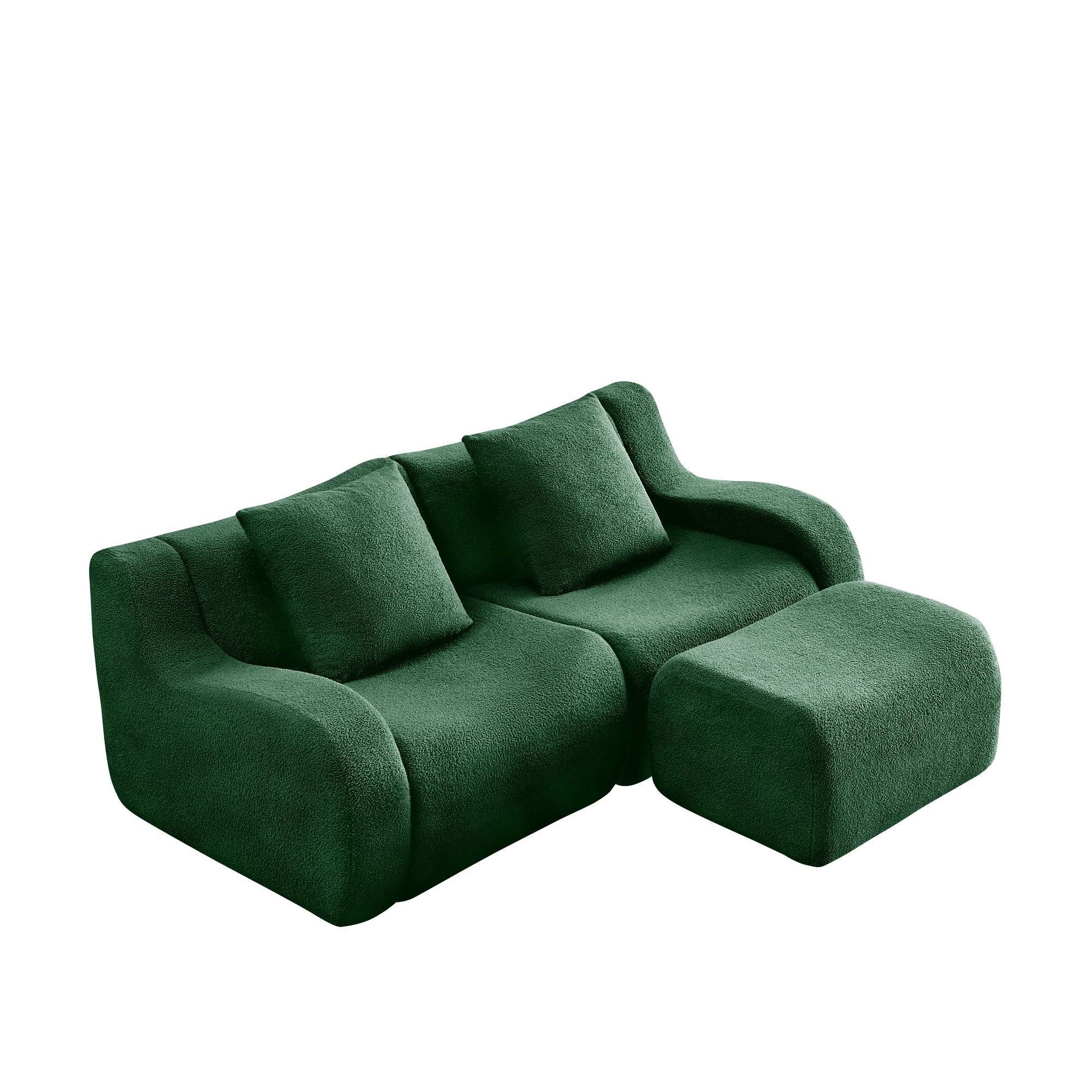 Curved Ergonomic Design L-Shaped Teddy Loveseat Sofa