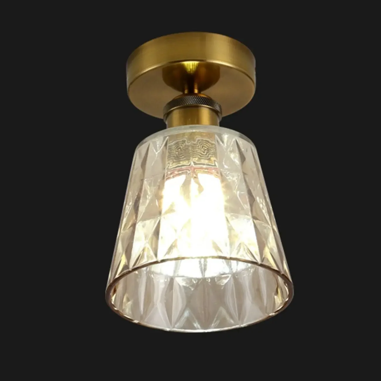 Black Conical Clear Glass Modern Semi Flush Ceiling Light