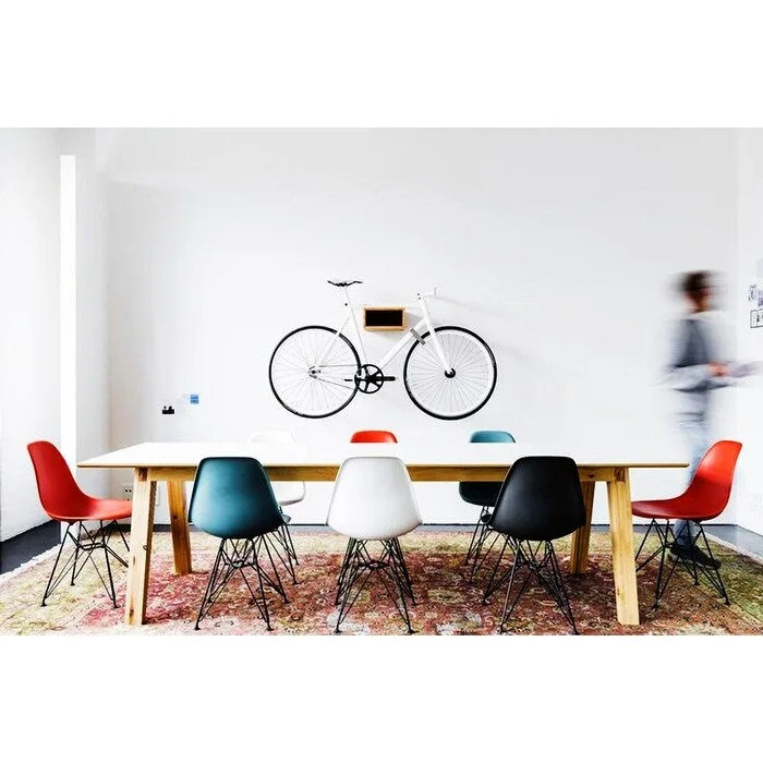 Modern Plastic Accent Designer Side Dining Matte Chair With Dark Black Wire Chrome Legs Base