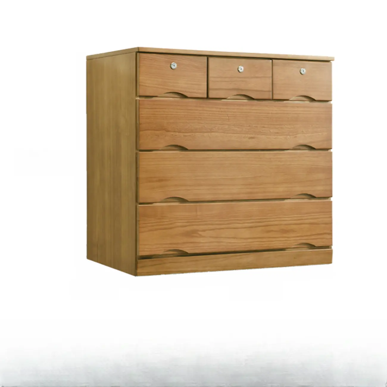 Natural Wood Double Dresser with Lockable Drawer