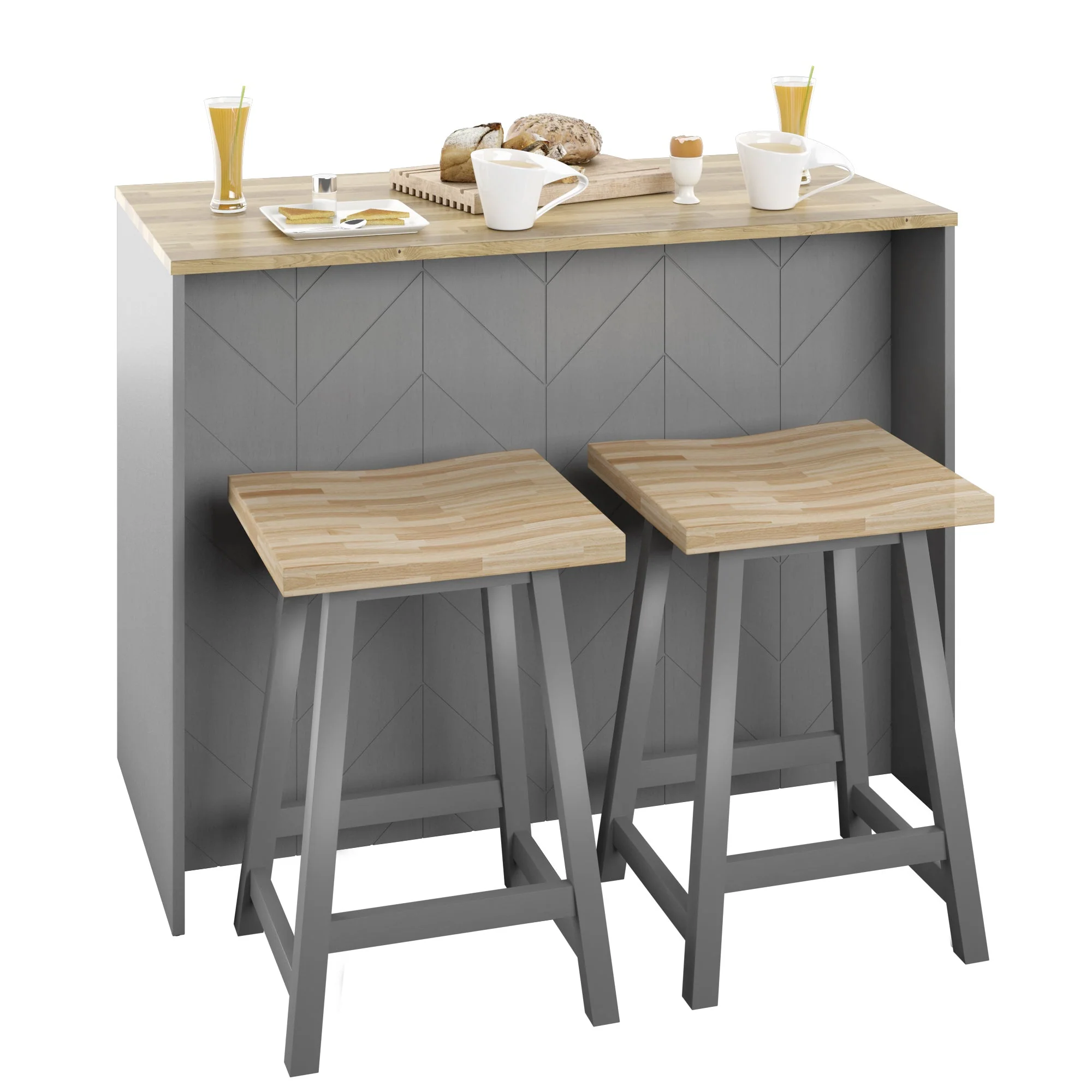 Classic Modern Kitchen Island with Butcher Block Top