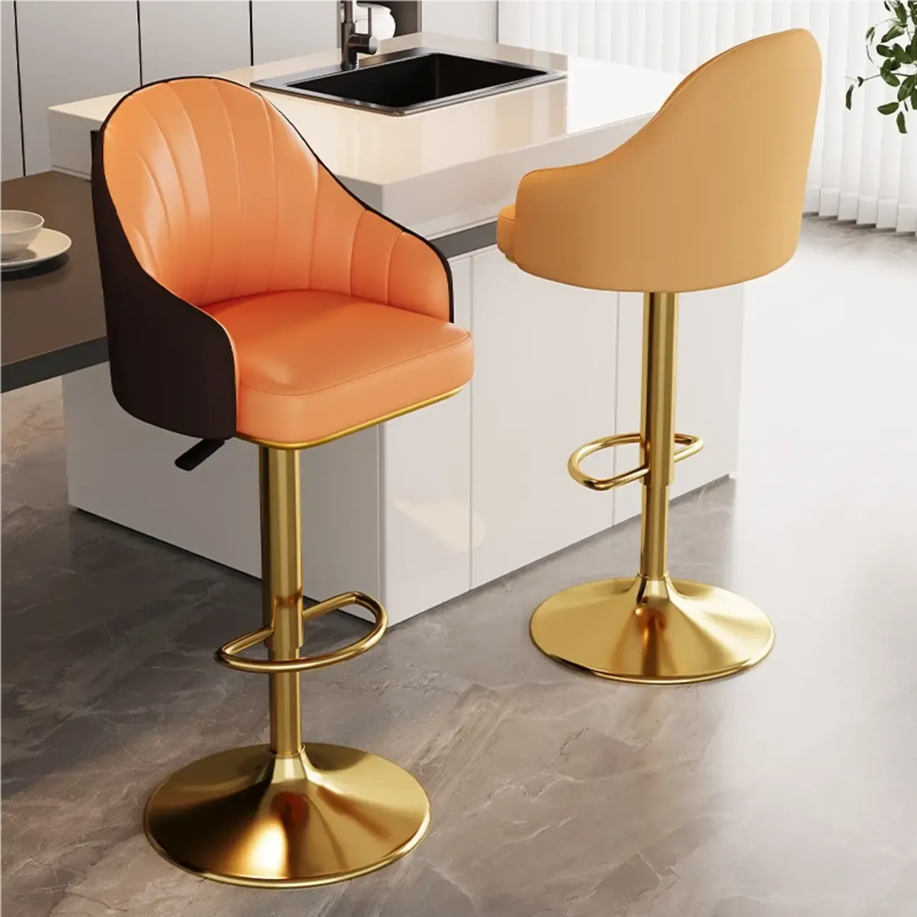 Low Back Adjustable Modern Leather Swivel Bar Stool