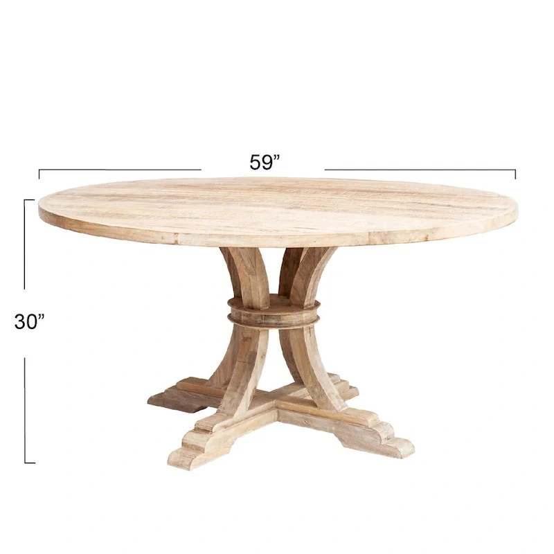 Whitewashed Round Mango Wood Table