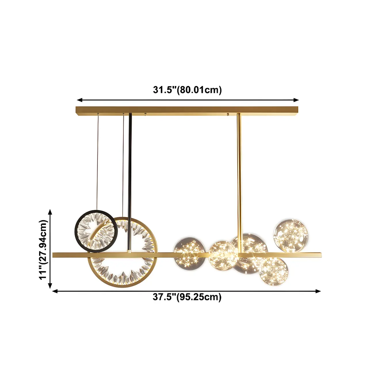 Geometric Gold Glass-Crystal Island Pendant Light