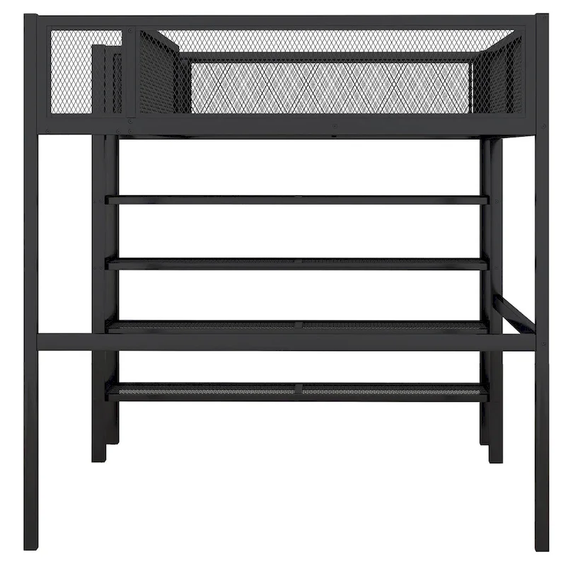 Full Size Metal Loft Bed with 4-Tier Shelves and Storage, Full Loft Bed Frame for Dorm, Boys & Girls, Teens