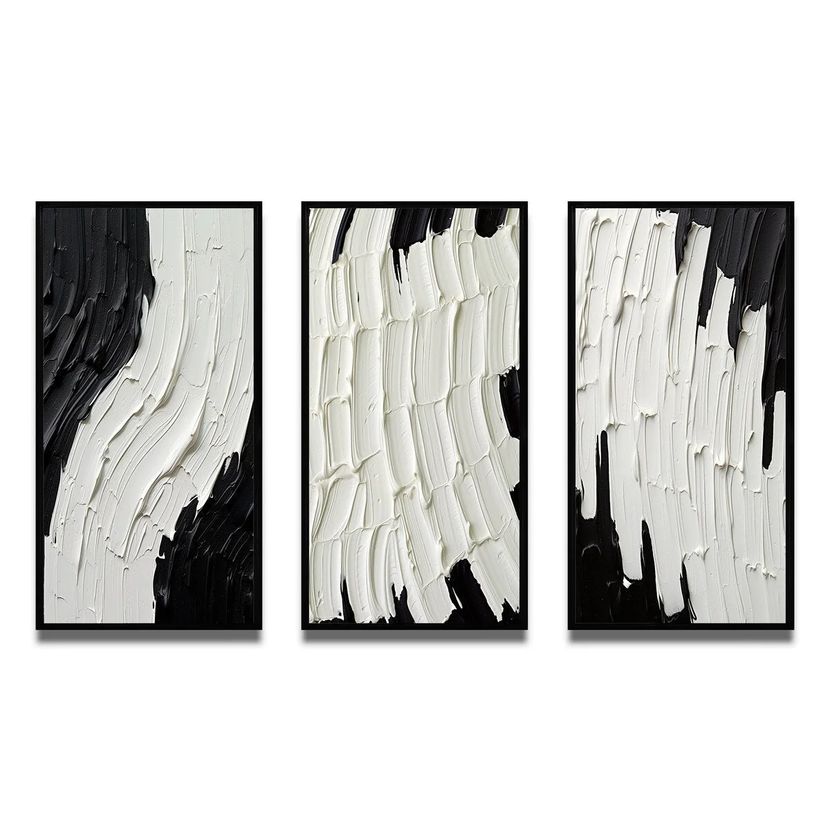 Designart Momentary Spirit Black And White Abstract II Abstract Painting Frame Gallery Wall Set Of 3 For Home Decor