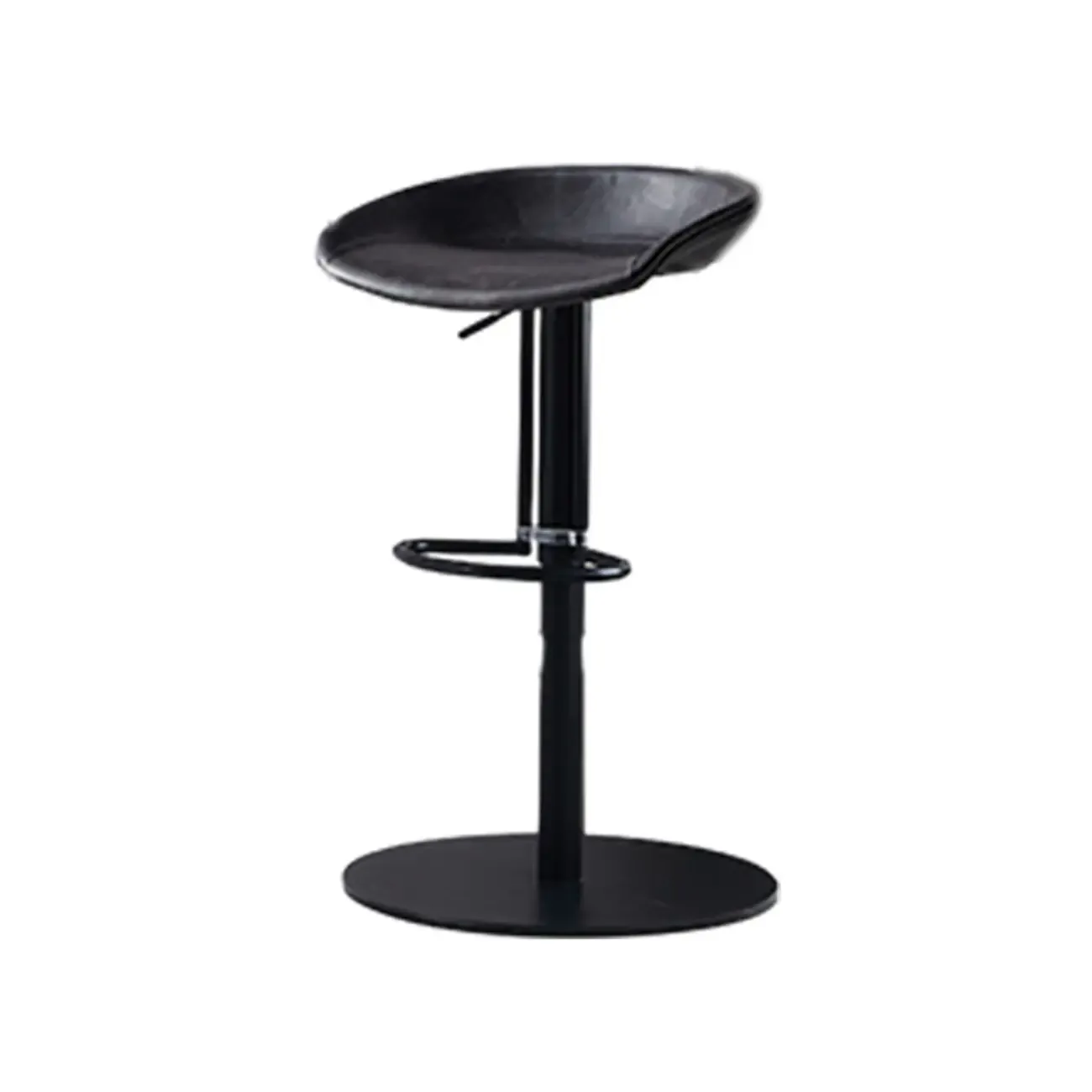 Adjustable Black Leather Saddle Swivel Bar Stools