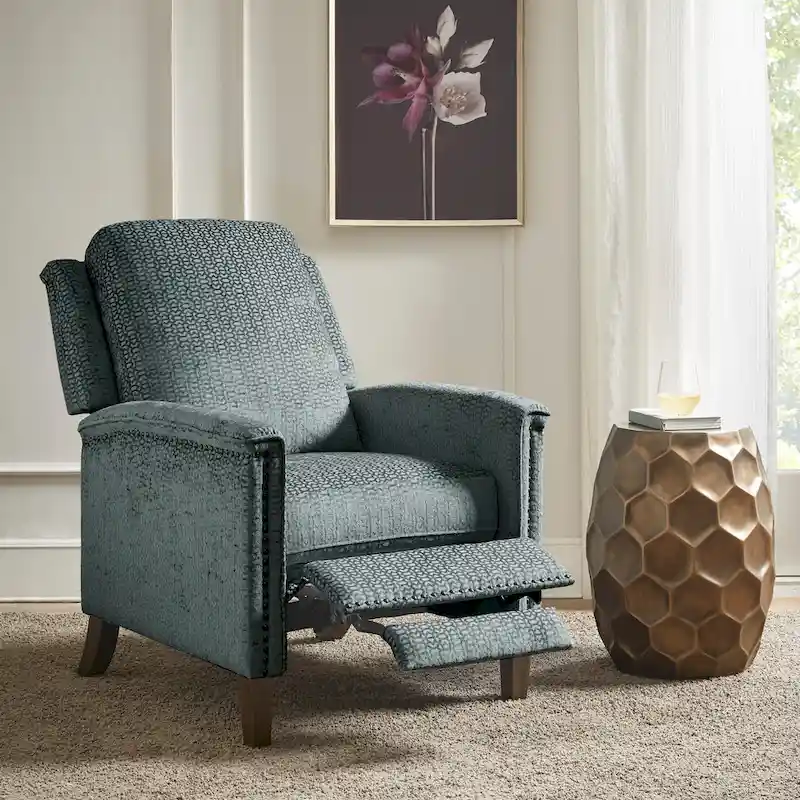 Madison Park Cecile Blue Push Back Recliner