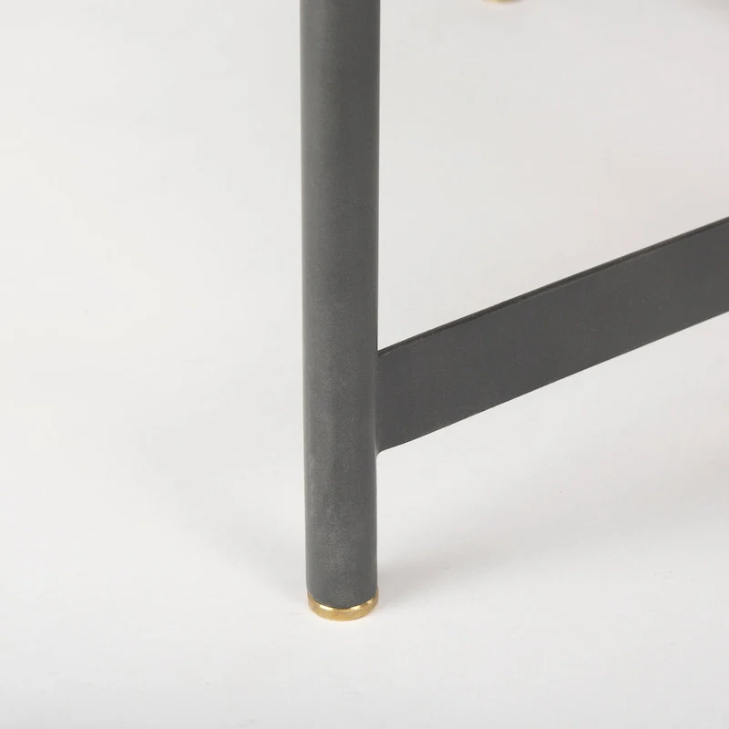 Marquisa Medium Brown Solid Wood w/ Black Iron Frame 34 Round Coffee Table - 34L x 34W x 16.5H