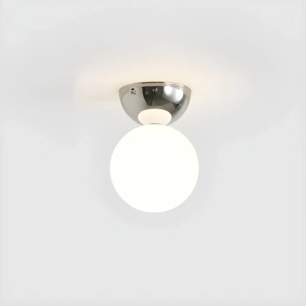 Simple White Ball Shade Metal Semi Flush Ceiling Light