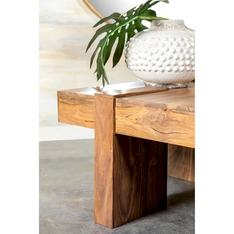 Kuboloa Natural Sheesham Wooden Square Coffee Table