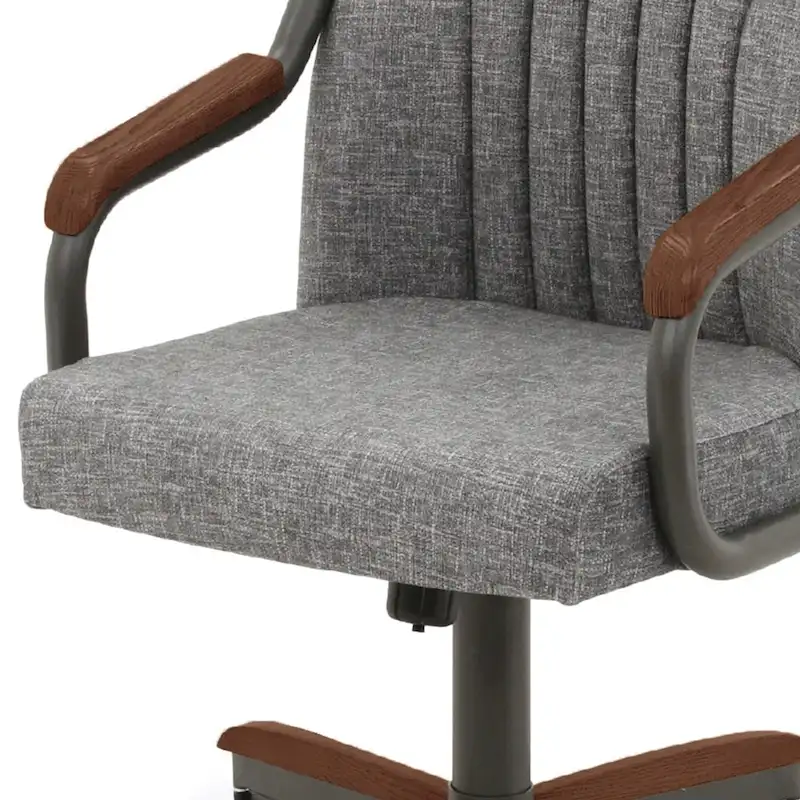 Chromcraft Douglas Caster Dining Chairs in Chestnut, Gray Finish (Set of 2)