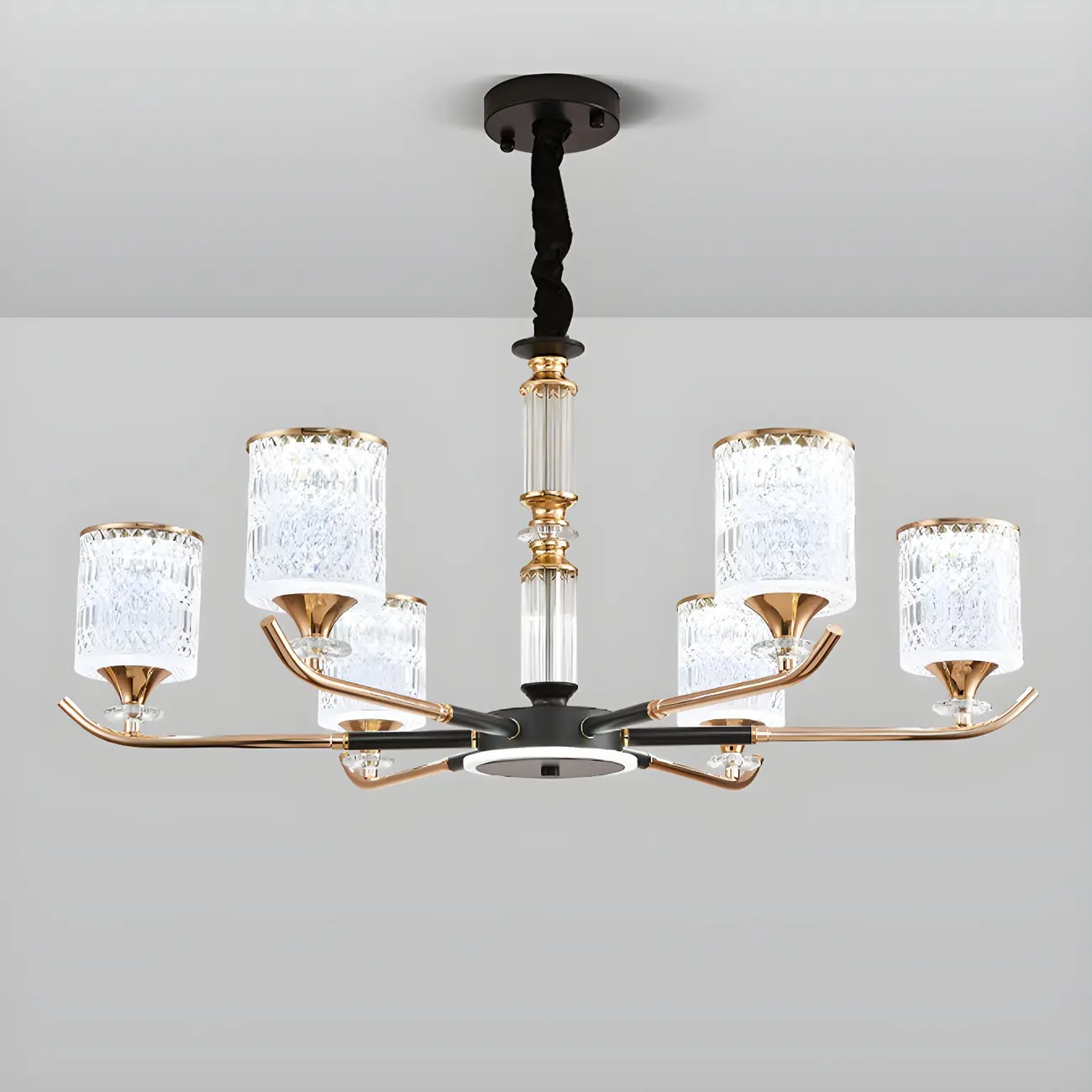 Cylinder Chandelier Light Fixture Vintage Acrylic Pendant Lighting for Restaurant