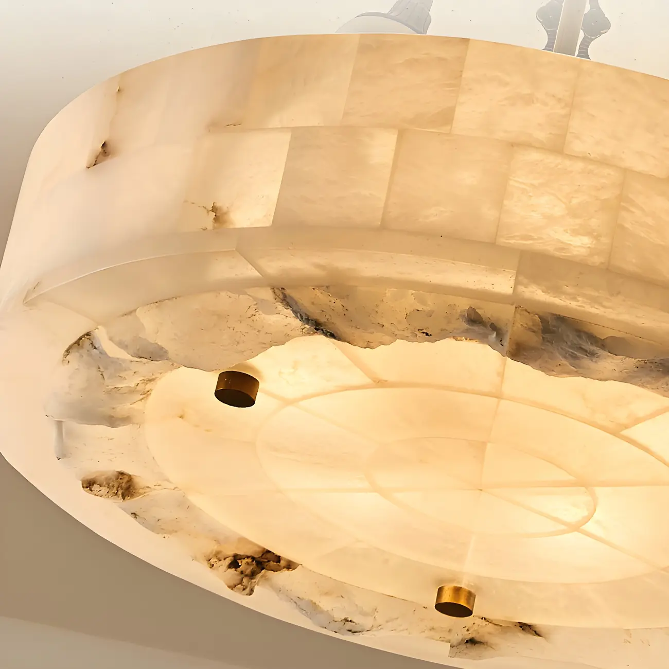 Luxurious Gold Alabaster Cylindrical Chandelier