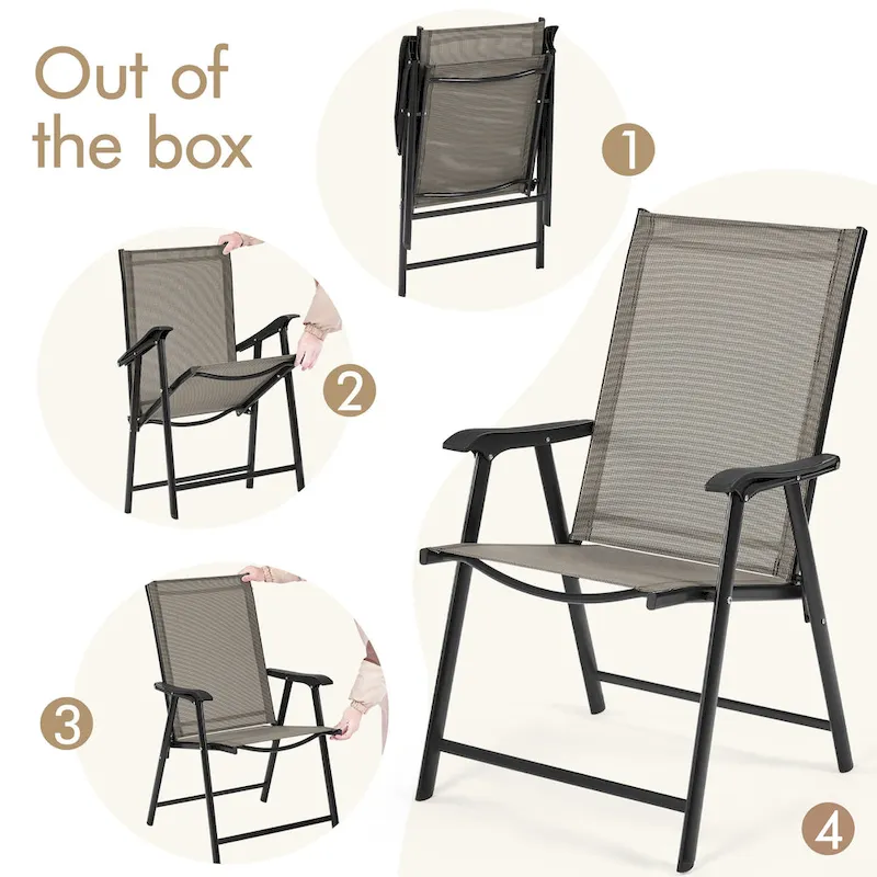 Yaheetech 4pcs Folding Dining Chairs Patio Dining Chairs with Backrest and Armrests