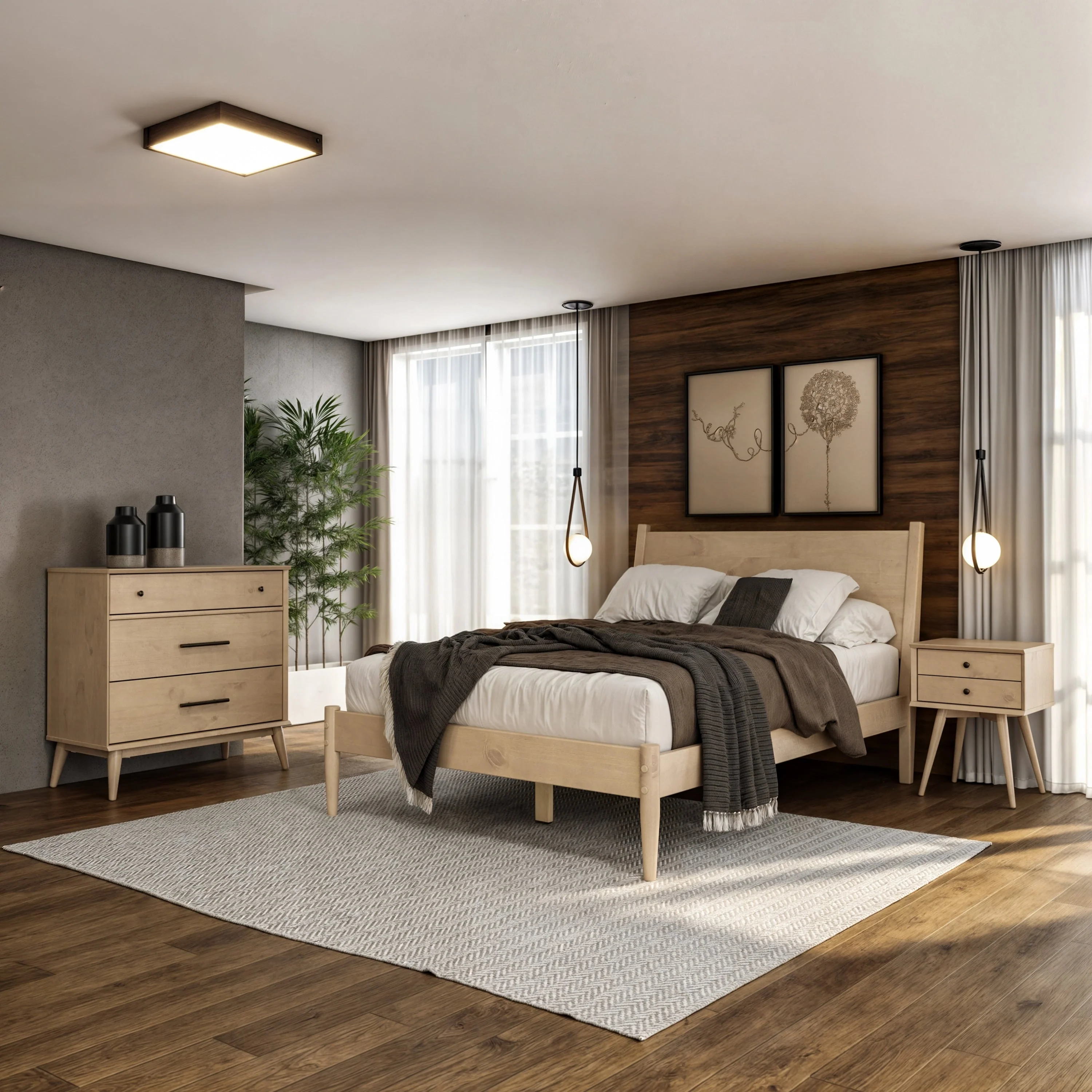 Mid-Century Panel Bed